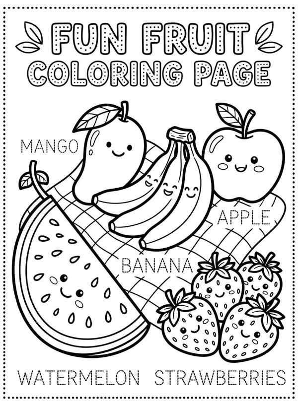fun fruit coloring page