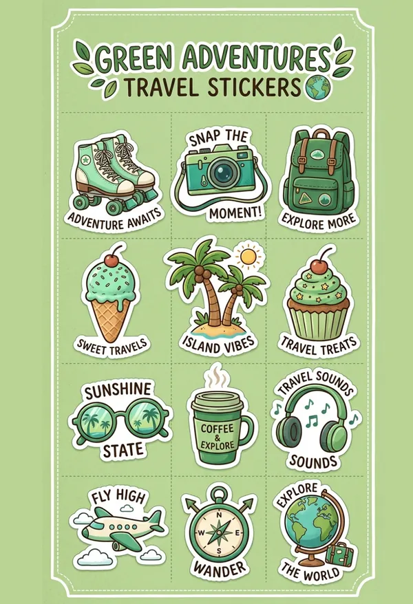 Green Adventures Travel Stickers
