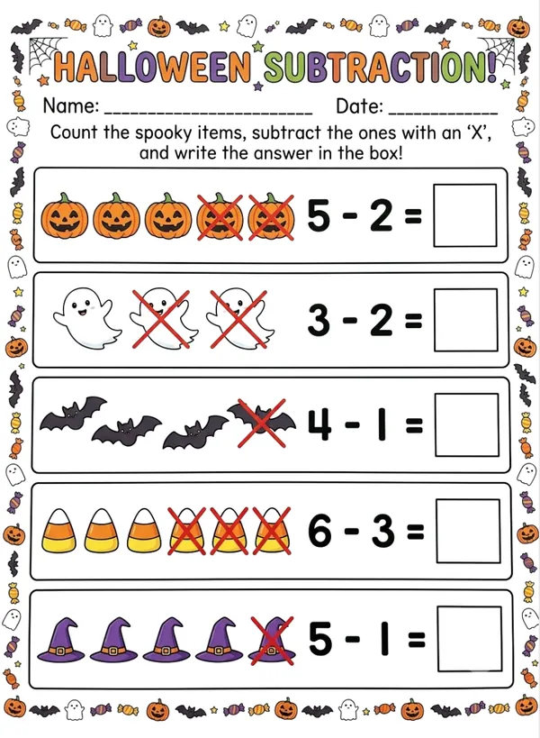 Halloween Subtraction worksheet