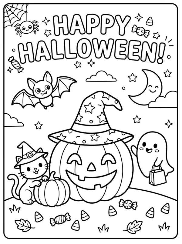 Halloween theme coloring sheet for kids