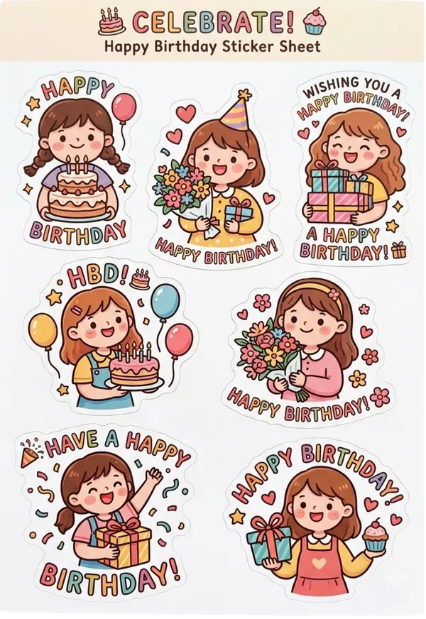 Happy Birthday Sticker Sheet