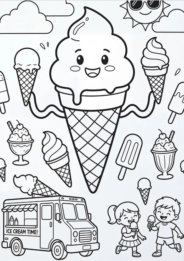 Ice Cream Coloring Sheet