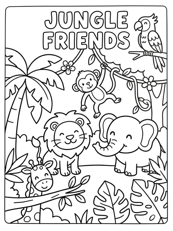 Jungle friends coloring sheet