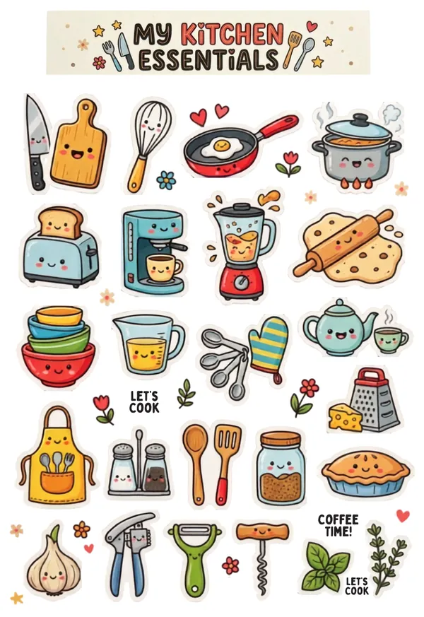 Kitchen Essentials Sticker Sheet