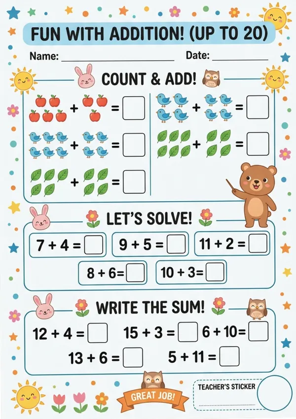 Math addition worksheet