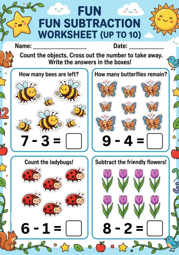 math subtraction worksheet