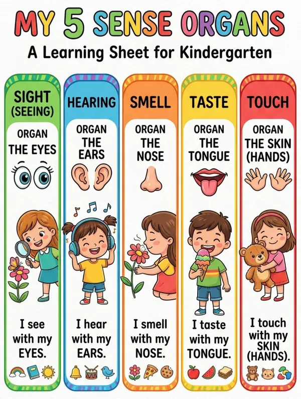 My 5 Sense Organs Learning Sheet