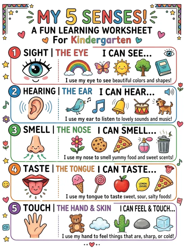 My 5 Senses A Fun Learning Worksheet
