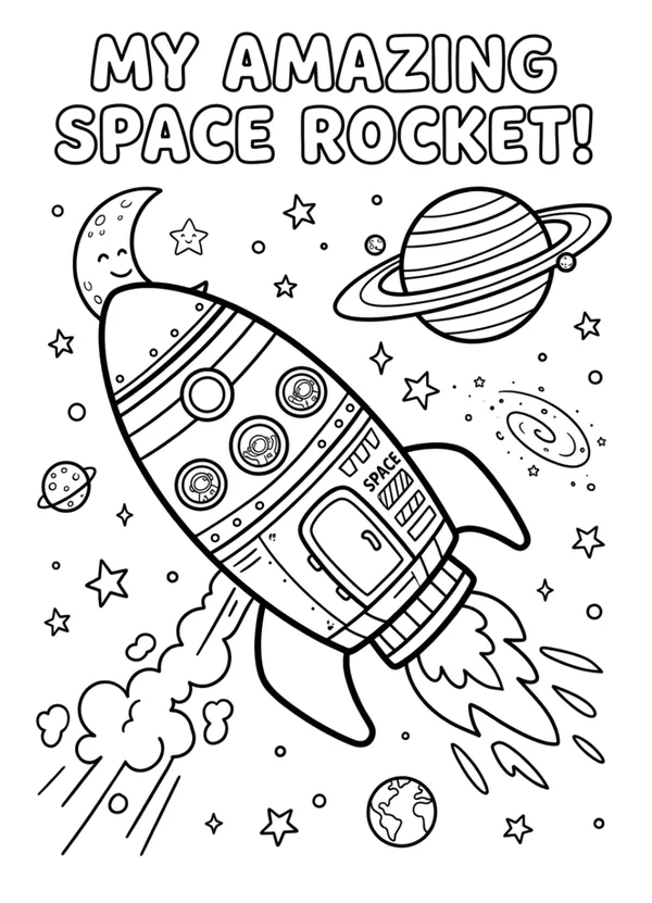 My Amazing Space Rocket Coloring Sheet
