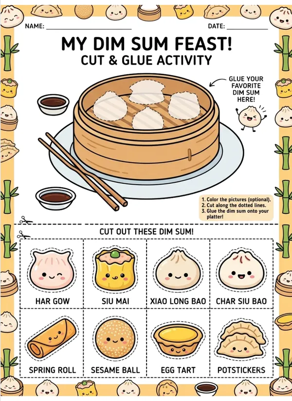 My Dim sum feast cut and glue activity