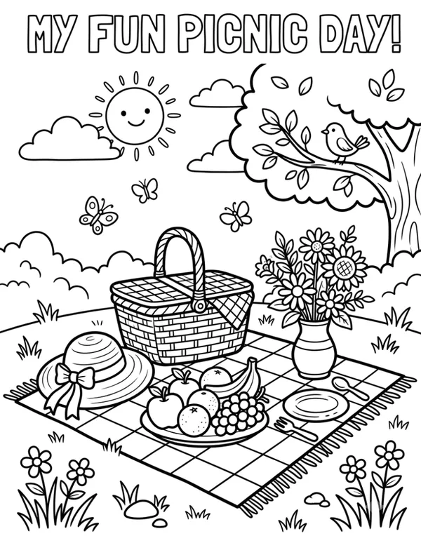 My fun Picnic day Coloring sheet