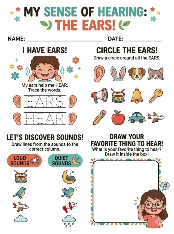 My Sense of Hearing The Ears worksheet
