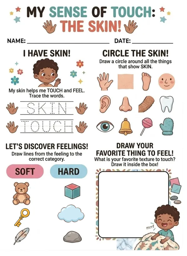 My Sense of Touch The Skin Worksheet