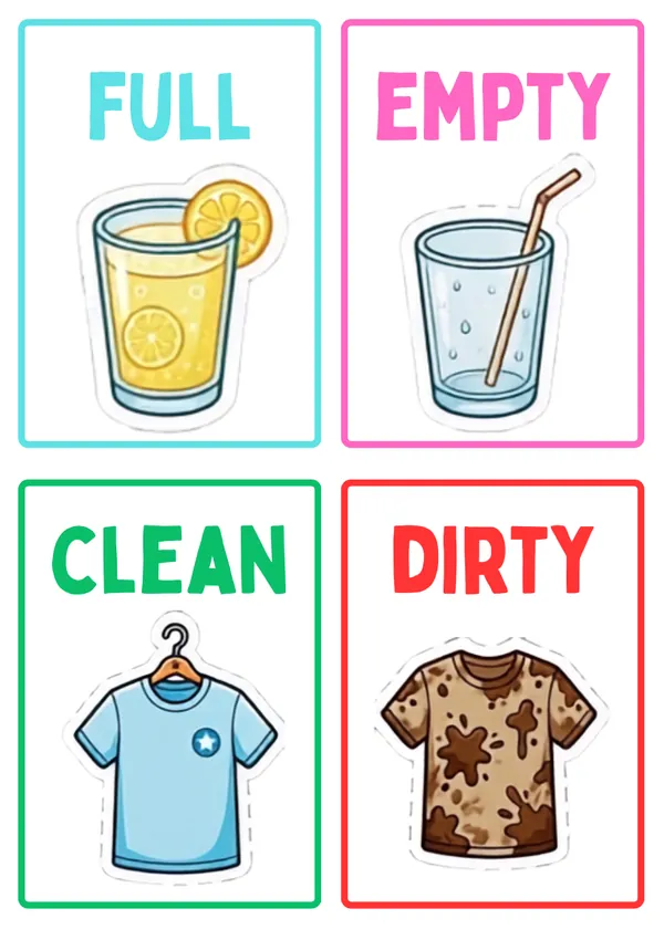 opposite words set of 10 sheet