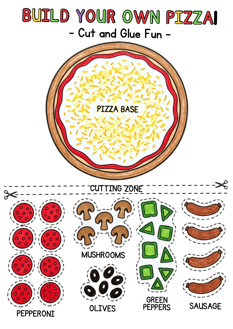 Pizza cut and glue activity