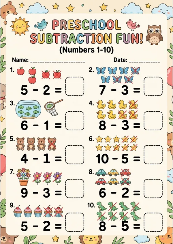 preschool subtraction fun