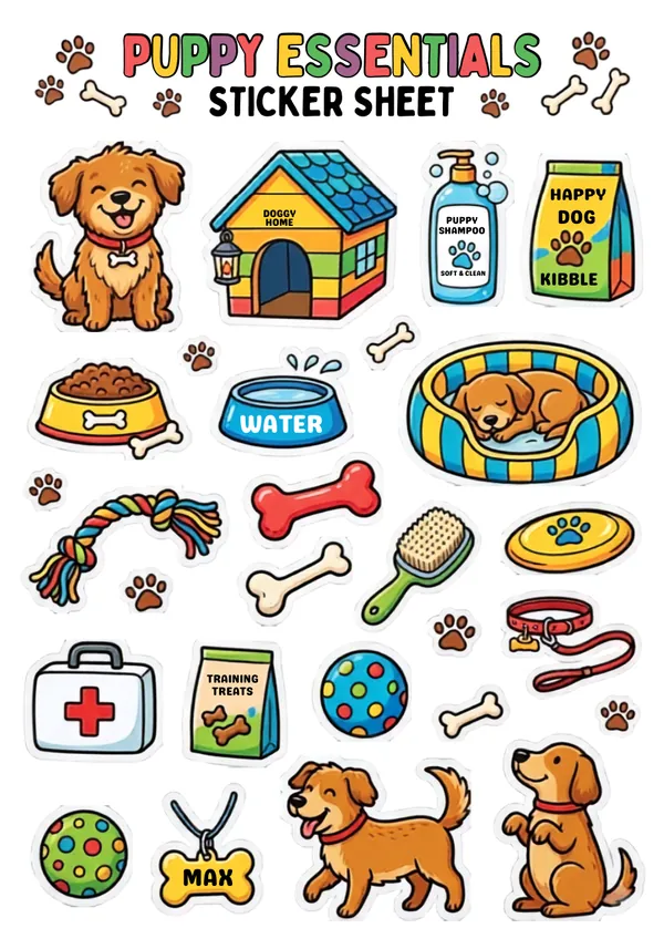 Puppy Essentials Sticker Sheet