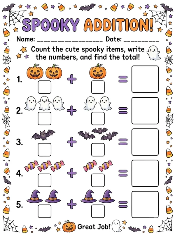 Spooky Addition worksheet