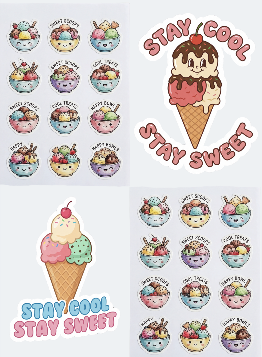 stay cool stay sweet ice cream stickers