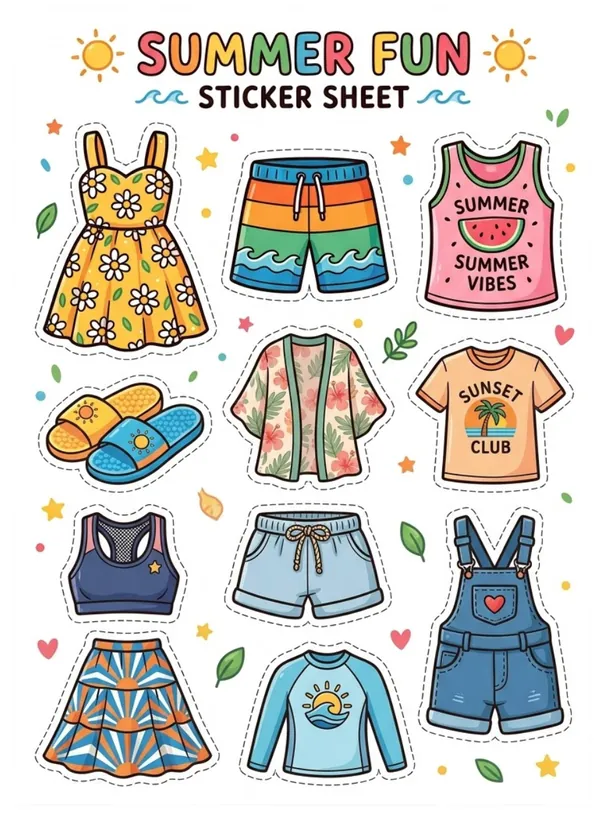 Summer Fun Sticker Sheet