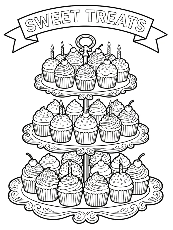Sweet treat cupcake coloring sheet