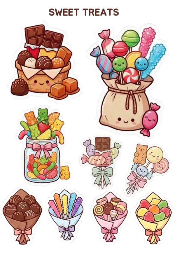 Sweet Treats Candy Bouquet sticker sheet