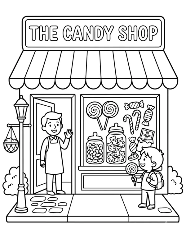 The candy shop coloring sheet