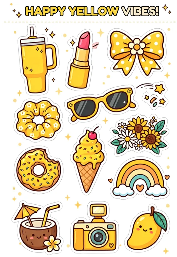 Travel Sticker in Happy Yellow Vibes