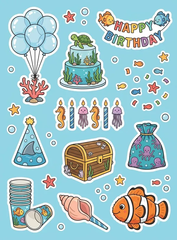 Underwater Birthday Sticker Sheet
