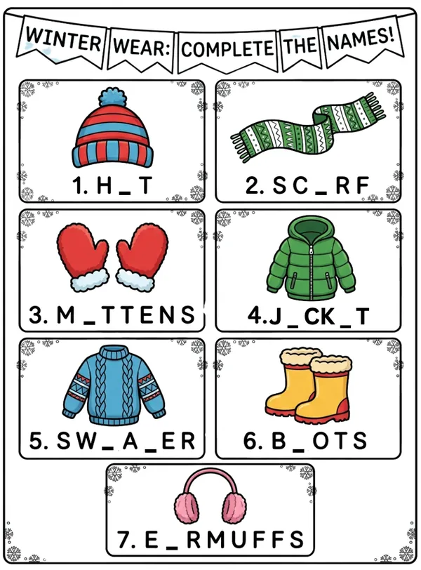 Winter wear - complete the names