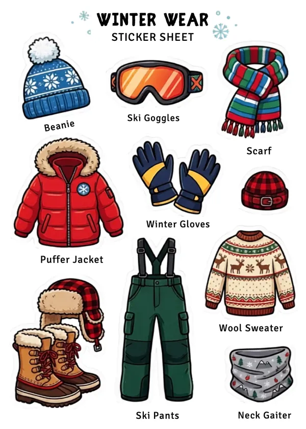 Winter wear Sticker Sheet