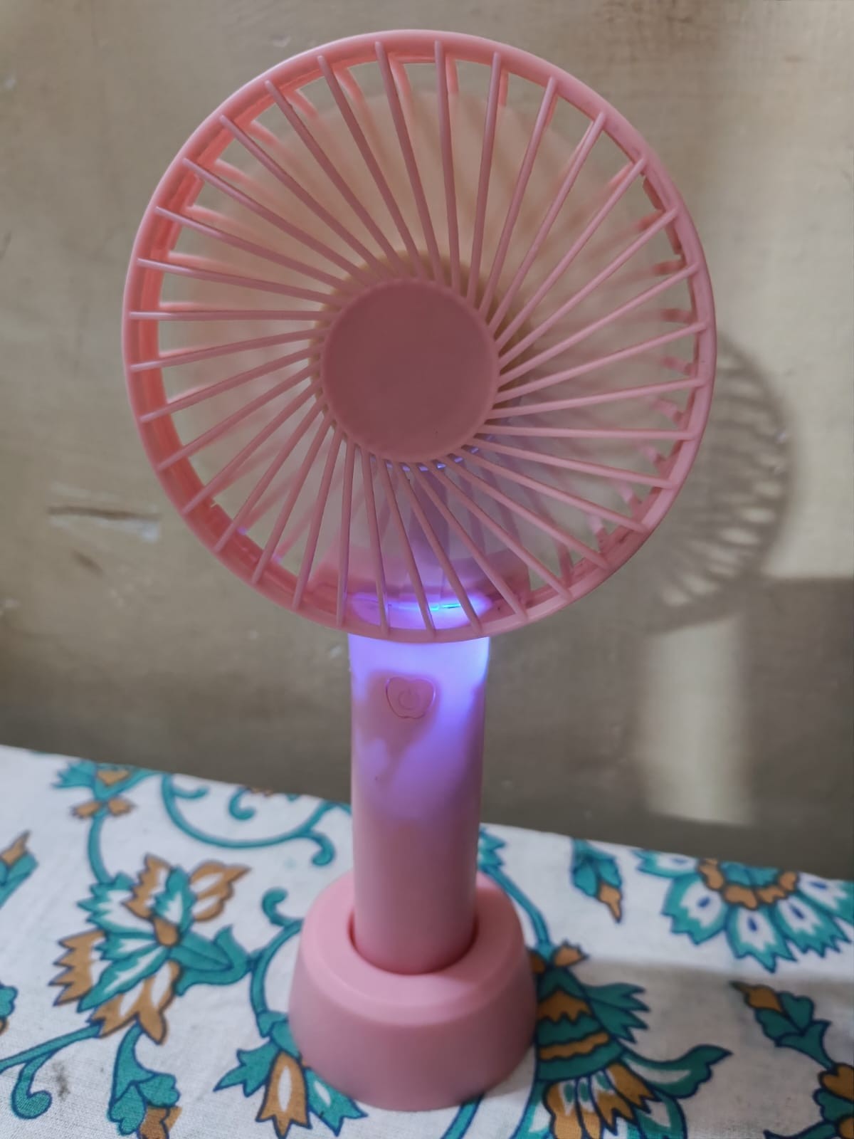 Pink Portable Mini Fan with LED Light